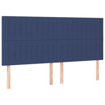 Vidaxl Vzglavje postelje modro 160x5x118/128 cm blago