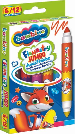 WOWO Bambino Jumbo markerji - Bambino dvostranski Jumbo markerji - 6 kosov/12 barv