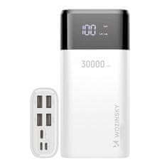 slomart Wozinsky powerbank 30000mAh Li-Ion 4 x USB z LCD zaslonom 2 A bela (WPB-001WE)