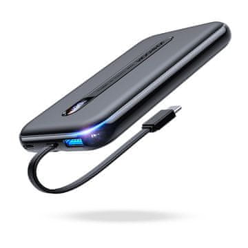 Joyroom Linglong powerbank 10000mAh 20W Power Delivery Quick Charge USB / USB Type C / Vgrajen kabel USB Type C črn (JR-L001 black)