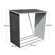 nabbi Lopa za drva Woodstore 83x163x154 cm - siva