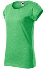 Malfini Ženska majica z zavihanimi rokavi, zeleni marmor, M