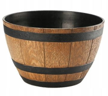 shumee Svetlo rjav okrogel cvetlični lonček iz imitacije lesa, 33 cm, sod