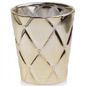 shumee Glamurozen keramični cvetlični lonček, zlat s cirkoni, 15 cm