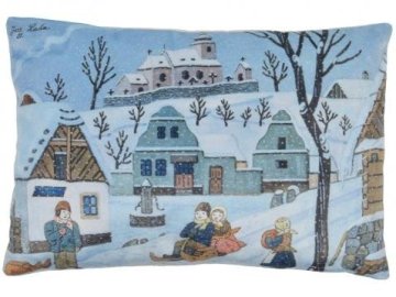 Vzglavnik Josef Lada - Zimska zabava 45x30cm