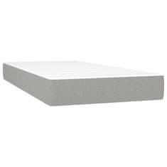 Vidaxl Box spring postelja z vzmetnico LED sv. siva 200x200 cm blago
