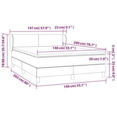 Vidaxl Box spring postelja z vzmetnico temno siva 140x200 cm žamet