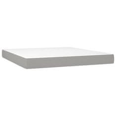Vidaxl Box spring postelja z vzmetnico LED sv. siva 180x200 cm blago