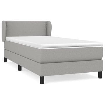 Vidaxl Box spring postelja z vzmetnico svetlo siva 90x190 cm blago