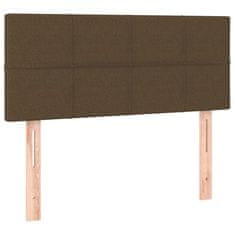 Vidaxl Box spring postelja z vzmetnico LED temno rjava 90x200 cm blago
