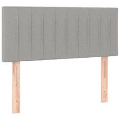 Vidaxl Box spring postelja z vzmetnico LED sv. siva 100x200 cm blago