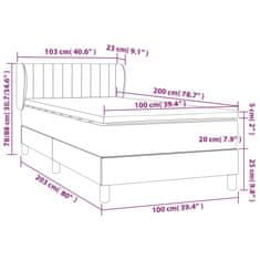 Vidaxl Box spring postelja z vzmetnico temno zelena 100x200 cm žamet