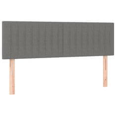 Vidaxl Box spring postelja z vzmetnico temno siva 140x200 cm blago