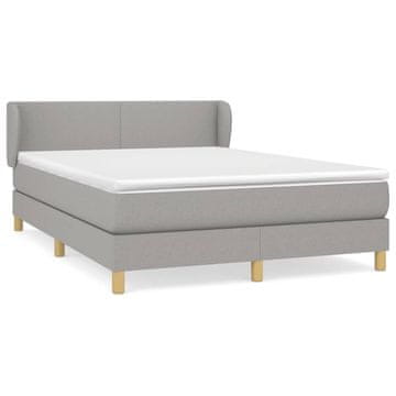 Vidaxl Box spring posteljni z vzmetnico svetlo siv 140x190 cm blago