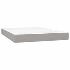 Vidaxl Box spring postelja z vzmetnico LED sv. siva 140x200 cm blago