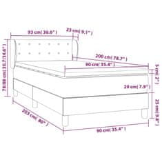 Vidaxl Box spring postelja z vzmetnico temno siva 90x200 cm blago