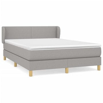 Vidaxl Box spring postelja z vzmetnico svetlo siva 140x200 cm blago