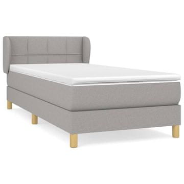 Vidaxl Box spring postelja z vzmetnico svetlo siva 90x190 cm blago