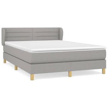 Vidaxl Box spring posteljni z vzmetnico svetlo siv 140x190 cm blago