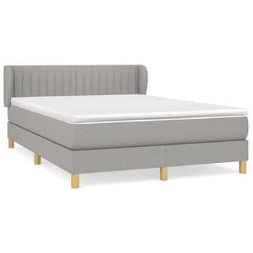 Vidaxl Box spring postelja z vzmetnico svetlo siva 140x200 cm blago