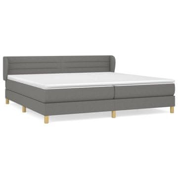 Vidaxl Box spring postelja z vzmetnico temno siva 200x200 cm blago