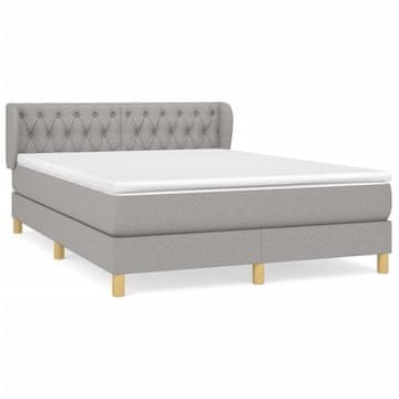 Vidaxl Box spring posteljni z vzmetnico svetlo siv 140x190 cm blago