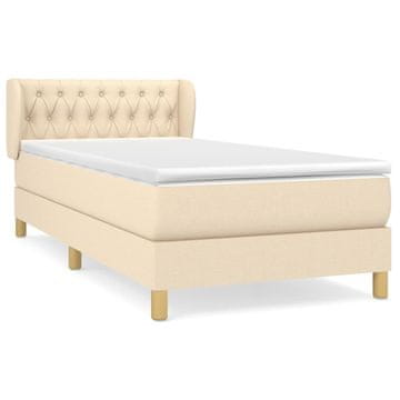 Vidaxl Box spring postelja z vzmetnico krem 100x200 cm blago