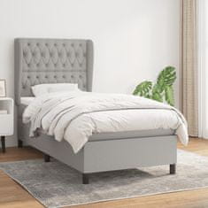 Vidaxl Box spring postelja z vzmetnico svetlo siva 90x190 cm blago