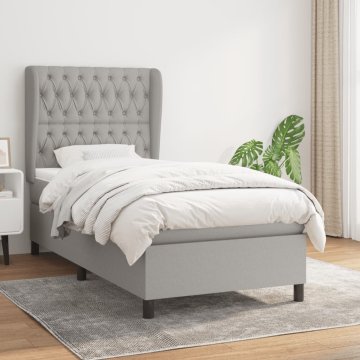 Vidaxl Box spring postelja z vzmetnico svetlo siva 90x190 cm blago