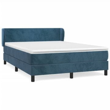 Vidaxl Box spring postelja z vzmetnico temno modra 140x190cm žamet