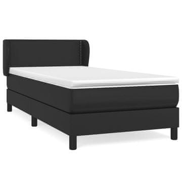 Vidaxl Box spring postelja z vzmetnico črna 90x190 cm umetno usnje