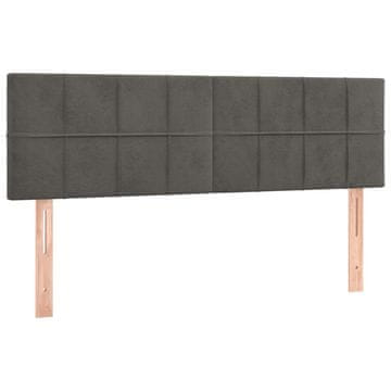 Vidaxl Posteljno vzglavje temno siva 144x5x78/88 cm žamet