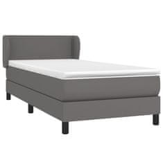 Vidaxl Box spring postelja z vzmetnico siva 90x200 cm umetno usnje
