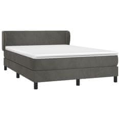 Vidaxl Box spring postelja z vzmetnico temno siva 140x200 cm žamet