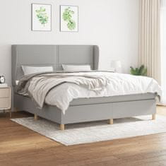 Vidaxl Box spring postelja z vzmetnico svetlo siva 180x200 cm blago