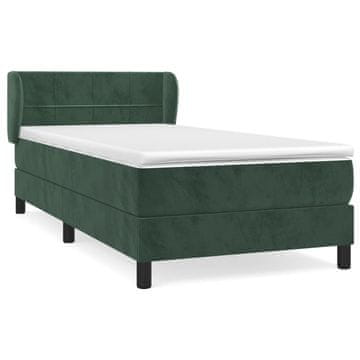 Vidaxl Box spring postelja z vzmetnico temno zelen 90x190 cm žamet