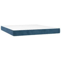 Vidaxl Box spring postelja z vzmetnico LED temno modra 160x200cm žamet