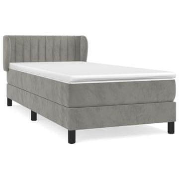 Vidaxl Box spring postelja z vzmetnico svetlo siva 100x200 cm žamet