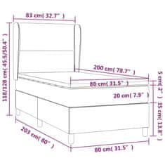 Vidaxl Box spring postelja z vzmetnico svetlo siva 80x200 cm žamet