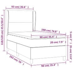 Vidaxl Box spring postelja z vzmetnico temno siva 90x190 cm blago