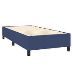 Vidaxl Box spring postelja z vzmetnico LED modra 90x200 cm blago