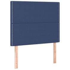Vidaxl Box spring postelja z vzmetnico moder 90x200 cm blago