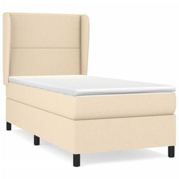 Vidaxl Box spring postelja z vzmetnico krem 100x200 cm blago