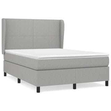 Vidaxl Box spring posteljni z vzmetnico svetlo siv 140x190 cm blago
