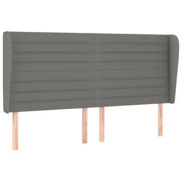 Vidaxl Vzglavje z ušesi temno sivo 183x23x118/128 cm blago
