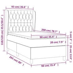 Vidaxl Box spring postelja z vzmetnico temno siva 90x200 cm blago