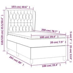 Vidaxl Box spring postelja z vzmetnico krem 100x200 cm blago