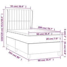 Vidaxl Box spring postelja z vzmetnico svetlo siva 90x200 cm žamet