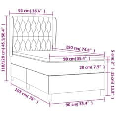 Vidaxl Box spring postelja z vzmetnico svetlo siva 90x190 cm blago