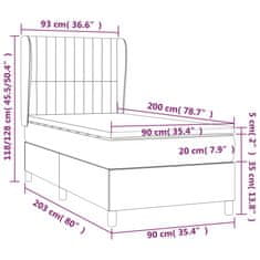 Vidaxl Box spring postelja z vzmetnico temno siva 90x200 cm blago